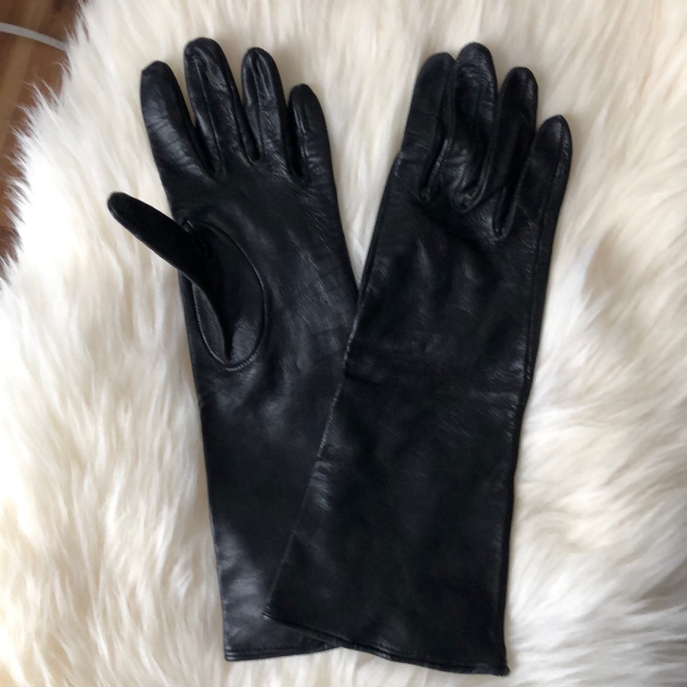 Talbots Soft Black Italian Leather Gloves - Longer length